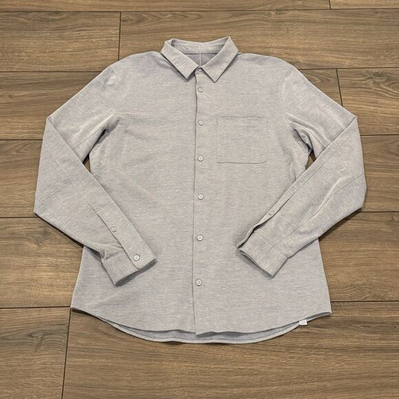Men's Lululemon Long Sleeve Button Up Shirt Size Small Stretch Work Casual Blue - Picture 1 of 7